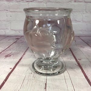 Elegant Teleflora Glass Vase with Raised Pink Rose Design